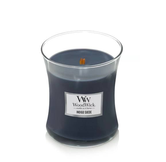 Ароматична свічка з ароматом шкіри та мускуса Woodwick Medium Indigo suede 275 г Ароматична свічка з ароматом шкіри та мускуса Woodwick Medium Indigo suede 275 г